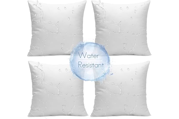 Ashler Outdoor Pillows, 18 x 18 Pillow Inserts Set of 4, Waterproof Throw Pillow Inserts Hypoallergenic for Patio, Water Resi