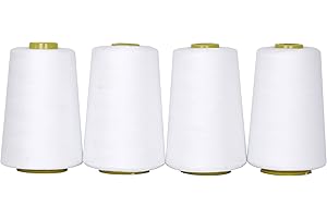Mandala Crafts 4 Pack of Serger Threads Cones Spools - 40S/2 24000 Yards Polyester White Threads for Sergers Machine and Over