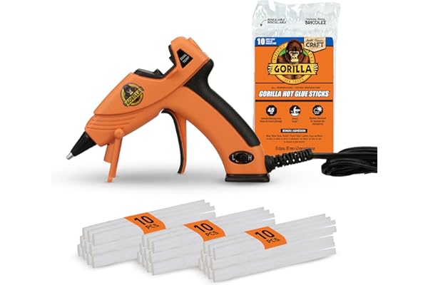 Gorilla Mini Hot Glue Gun Kit (Pack of 1 Mini Hot Glue Gun and 30 Sticks) - Dual Temp, Precision Nozzle, and Easy Squeeze Tri