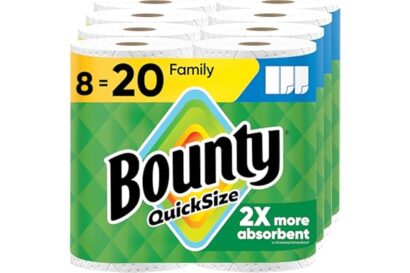 Bounty Quick Size Paper Towels, White, 8 Family Rolls = 20 Regular Rolls (Packaging May Vary)