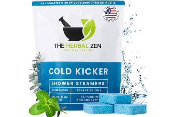 Cold Kicker Shower Steamers Aromatherapy for Sinus Relief - Adult Stocking Stuffer Christmas Gift - USA Made - Peppermint & E
