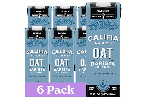 Califia Farms - Oat Barista Blend Oat Milk, 32 Oz (Pack of 6), Shelf Stable, Dairy Free, Plant Based, Vegan, Gluten Free, Non