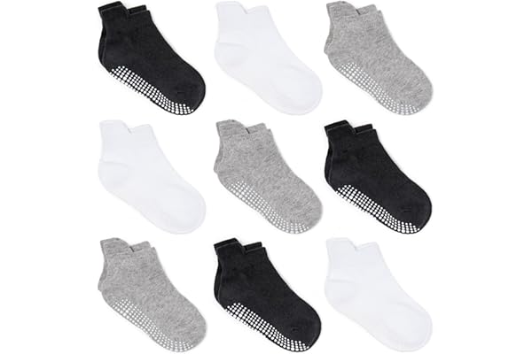 Zaples Baby Non Slip Grip Ankle Socks with Non Skid Soles for Infants Toddlers Kids Boys Girls