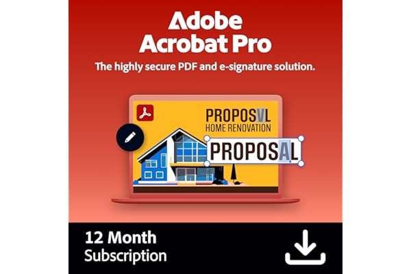 Adobe Acrobat Pro | PDF Software | Convert, Edit, E-Sign, Protect | PC/Mac Online Code | Activation Required