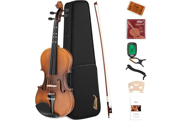 Eastar 4/4 Full Size Violin Set Matte Fiddle for Beginners Adults with Hard Case, Rosin, Shoulder Rest, Bow, Tuner and Extra