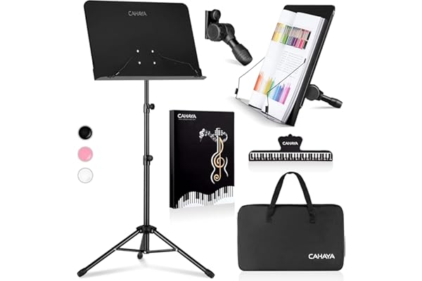 CAHAYA Music Stand for Sheet Music - Dual-use Converts to Desktop Stand Portable& Foldable 31.4-57in Height Adjustable Sturdy