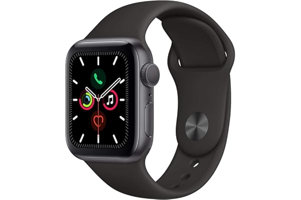 Apple Watch Series 5 (GPS, 44MM) - Space Gray Aluminum Case with Black Sport Band (Renewed)