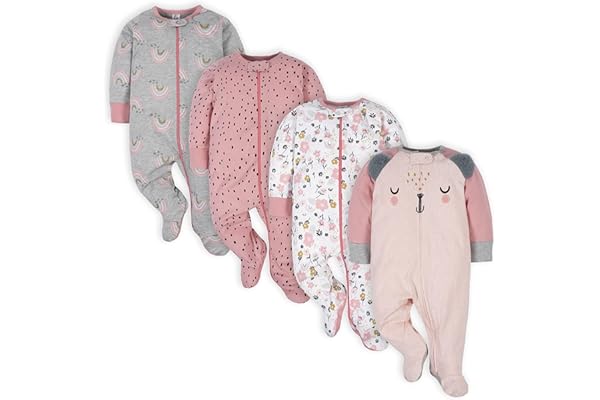 Gerber Baby Girls 4 Pack Sleep 'N Play Footie