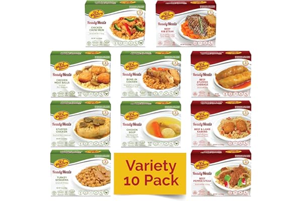 KJ Poultry Kosher Ready Meals - (10 Pack Variety - Beef, Chicken & Turkey) Prepared Entree Fully Cooked, Shelf Stable Microwa