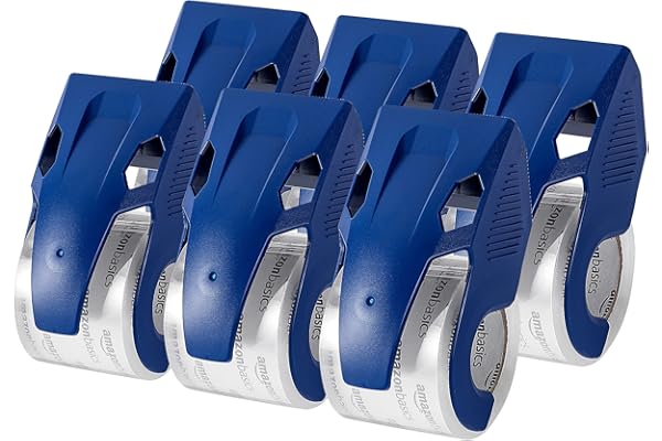 Amazon Basics Heavy Duty Packaging Tape with Dispenser for Shipping, Moving and Storing, 1.88" x 22.2 yds, 6-Pack, 4.33 x 2.6