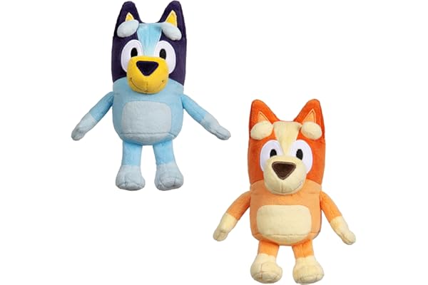 Bluey Bingo Plush Toys Bundle – Exclusive 2-Pack Soft Toys, Deluxe Fabric, Embroidered Detail, Plush Characters for Show Time