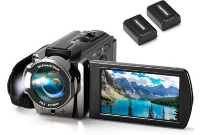 kimire Video Camera Camcorder Digital Camera Recorder Full HD 1080P 15FPS 24MP 3.0 Inch 270 Degree Rotation LCD 16X Digital Z