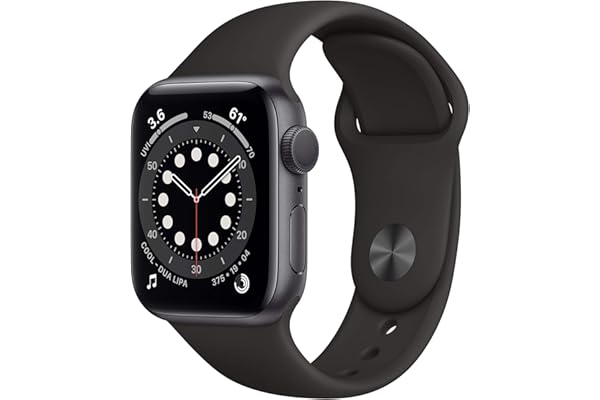 Apple Watch Series 6 (GPS, 40mm) - Space Gray Aluminum Case with Black Sport Band (Renewed)