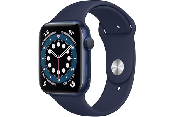 Apple Watch Series 6 (GPS, 44mm) - Blue Aluminum Case with Deep Navy Sport Band (Renewed)