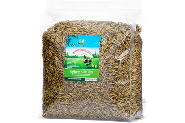 WORMSKING 5LB Dried Black Soldier Fly Larvae, More Calcium Than Dried Mealworms, High Protein Chicken Feed,Duck Food, BSFL, D