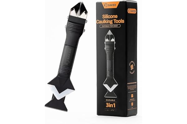 Saker Silicone Caulking Tools-3 in 1 Sealant Finishing Tool Grout Remove Scraper (Stainless Steelhead),Caulk Remover Glass Gl