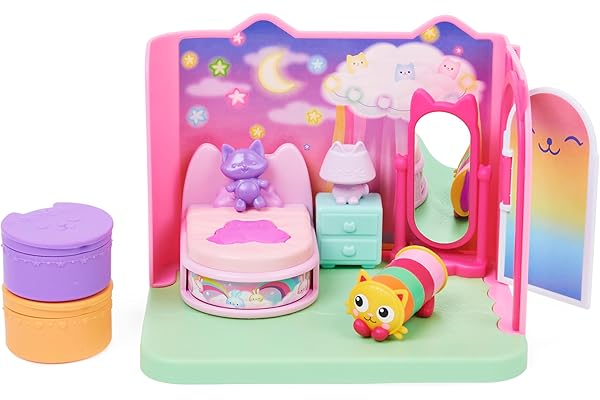 Gabby’s Dollhouse, Sweet Dreams Bedroom with Pillow Cat Figure and 3 Accessories, 3 Furniture and 2 Deliveries, Kids Toys for