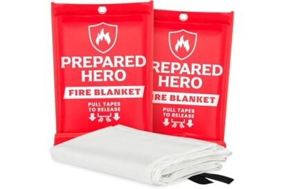 Prepared Hero Emergency Fire Blanket - 2 Pack - Fire Suppression for Kitchen, 40” x 40” Fiberglass Fire Blanket for Home