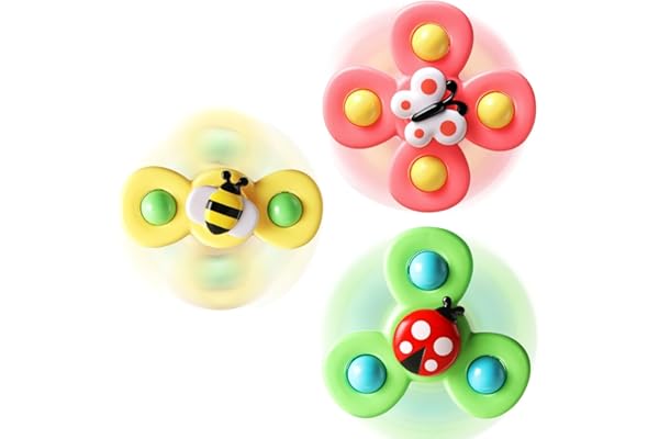 ALASOU 3PCS Suction Cup Spinner Toys for 1 Year Old Boy Girl|Spinning Top Infant Sensory Toys for Toddlers|1 2 Year Old Boy C