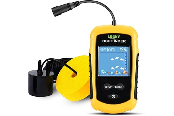 LUCKY Kayak Portable Fish Depth Finder Water Handheld Fish Finder Sonar Castable Kayak Boat Fishfinder Transducer Fishing LCD