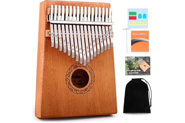 Kalimba Thumb Piano,YUNDIE Portable 17 Keys Mbira Finger Piano with Tune Hammer and Study Instruction,Musical Instruments Bir