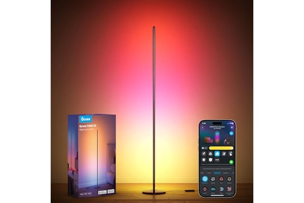 Govee RGBIC Floor Lamp Basic, LED Corner Lamp Works with Alexa, 1000 Lumen Smart Modern Floor Lamp with Music Sync and 16 Mil