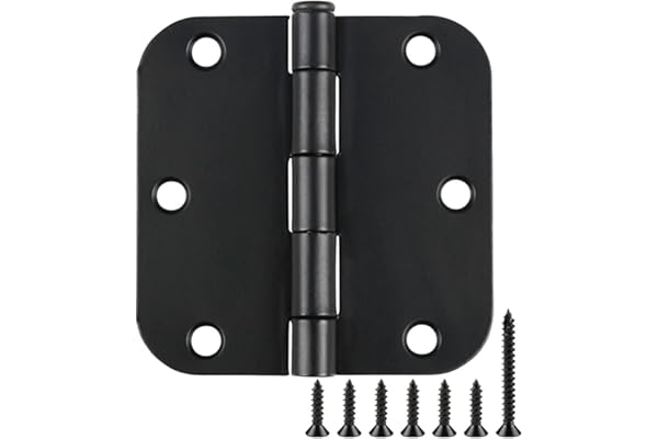 30 Pack Rounded Matte Black Door Hinges 3.5 Inch 5/8" Radius Interior 3 1/2" Flat Iron Bifold Residential Standard Bedroom In