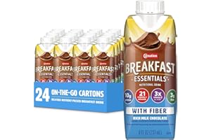 Carnation Breakfast Essentials Ready to Drink with Fiber, Rich Milk Chocolate, 8 FL OZ Carton (Pack of 24)