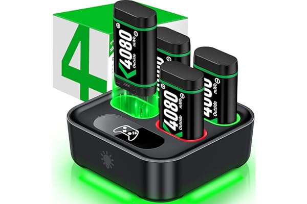 Charger for Xbox One Controller Battery Pack with 4x4080mWh USB C Xbox Rechargeable Battery Pack Series X|S, One S/One X/Elit