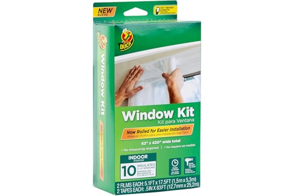 Duck Brand Window Insulation Kit - Winter Seal Kit Fits up to 10 Windows - Rolled Shrink Film Cuts to Size for Easy Indoor In