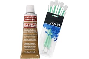 Rub n Buff Wax Metallic Antique Gold, Rub and Buff Finish, 0.5-Fluid Ounce, Pixiss Blending and Application Tools for Applyin