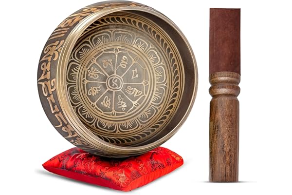 Tibetan Singing Bowl Set Authentic – Handmade in Nepal Sound & Meditation Bowl – Spiritual Decor for Yoga, Wellness Spaces &