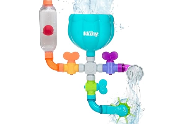 Nuby Wacky Waterworks Pipes Bath Toy - Baby Bathtub Toy with Interactive Features for Cognitive Development