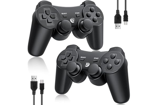 OKHAHA Controller 2 Pack for PS3 Wireless Controller for Sony Playstation 3, Double Shock 3, Bluetooth, Rechargeable, Motion