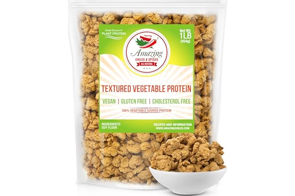 Textured Vegetable Protein (TVP), Unflavored, 1 lb. Bag, Natural Plant Based Vegan Protein Chunks, Non-GMO and Gluten Free Cr