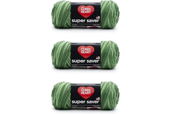 Red Heart Super Saver Yarn, 3 Pack, Green Tones 3 Count