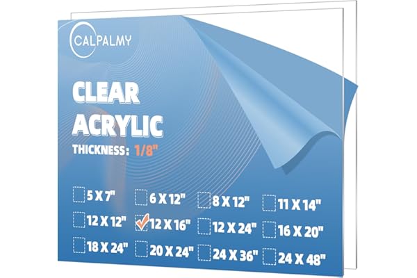 CALPALMY (2 Pack) 1/8" Thick Clear Acrylic Sheets - 12" x 16" Pre-Cut Plexiglass Sheets for Craft Projects, Signs, Display Ca
