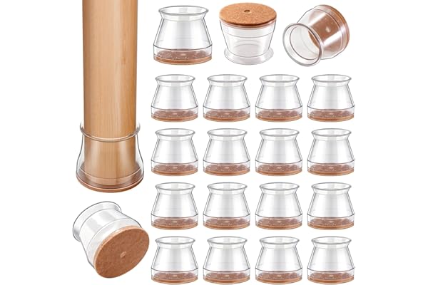 VIUME 24 Pcs Chair Leg Floor Protectors for Hardwood Floors Silicone Covers to Protect Wood Tile Floors Felt Pads Furniture L