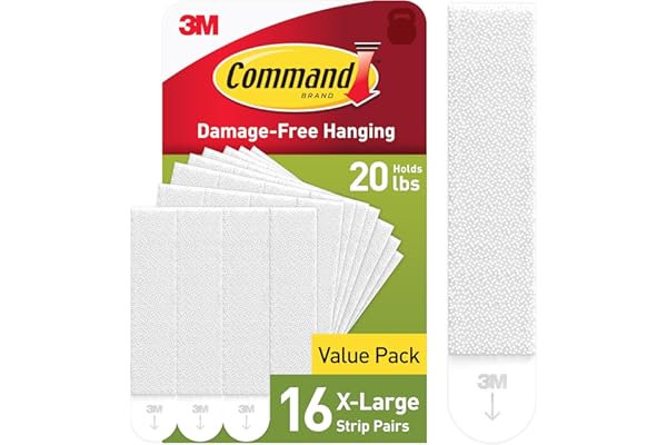 Command 20 lb XL Heavyweight Picture Hanging Strips 16 Pairs (32 Command Strips), Damage-Free Hanging Picture Hangers, Heavy