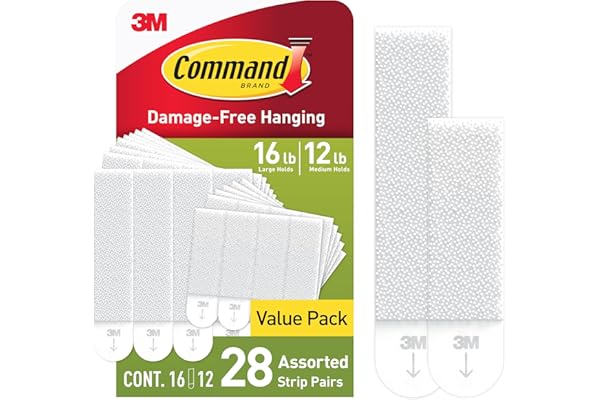Command 15 lb & 10 lb Large and Medium Picture Hanging Strips 28 Assorted Pairs (56 Command Strips), Damage-Free Hanging Pict