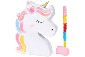 WERNNSAI Unicorn Piñata - Unicorn Party Supplies Piñata Bundle with Blindfold and Bat for Girls Kids Rainbow Unicorn Theme Bi
