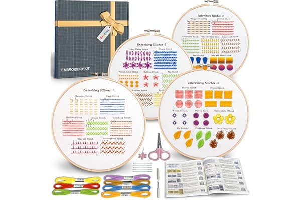Bradove Classic Embroidery Stitches Practice Kit, Embroidery Kit for Beginners, Beginner Embroidery Kit for Adults, Hand Embr