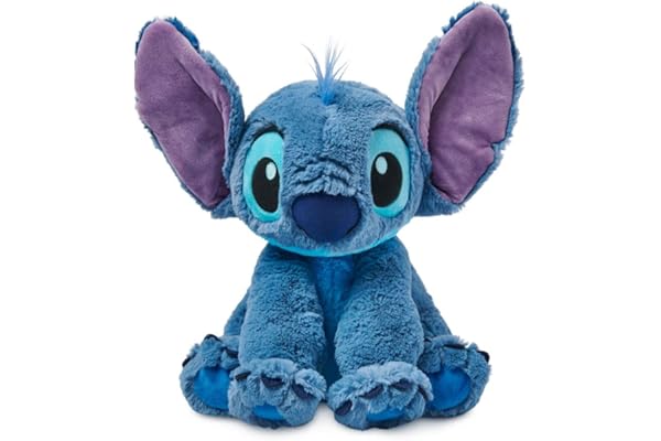 Disney Store Official Stitch Medium Soft Toy for Kids, Cuddly Character with Fuzzy Texture and Embroidered Details, Flexible