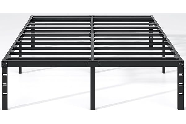 NEW JETO Metal Bed Frame,Queen Size Bed Frame with Storage Space,Heavy Duty Sturdy Mattress Foundation,Easy Assembly,No Box S