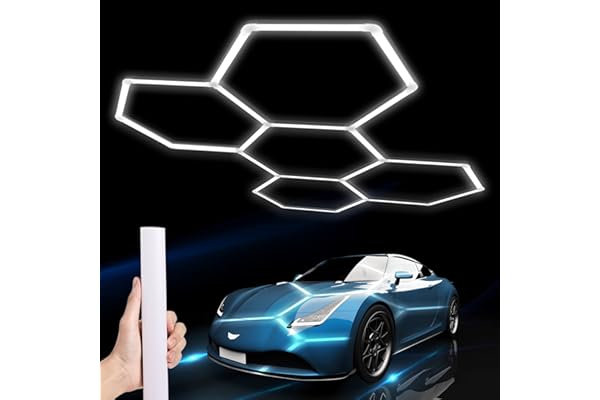 LZHOME Hexagon LED Garage Light: 25 Pack Updated Bigger Size, 26400LM Super Bright Car Detailing Ceiling LED Shop Light for W