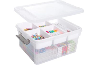 Citylife 17 QT Plastic Storage Box with Removable Tray Craft Organizers and Storage Clear Storage Container for Organizing Be