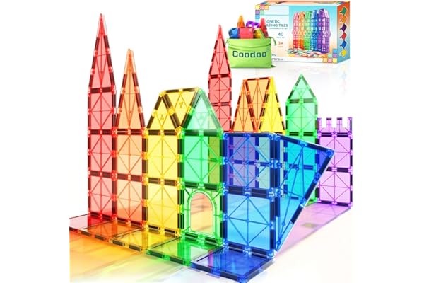 Coodoo Magnetic Tiles Kids Toys STEM Magnet Toy for Toddler Magnetic Blocks Building Preschool Learning Sensory Montessori To