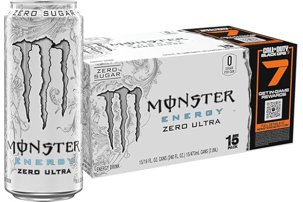 Monster Energy Zero Ultra, Sugar Free Energy Drink, 16 Ounce (Pack of 15)