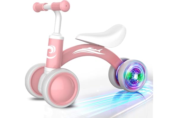 Colorful Lighting Baby Balance Bike Toys for 1 Year Old Girl Gifts, 10-36 Month Toddler Balance Bike, No Pedal 4 Silence Whee