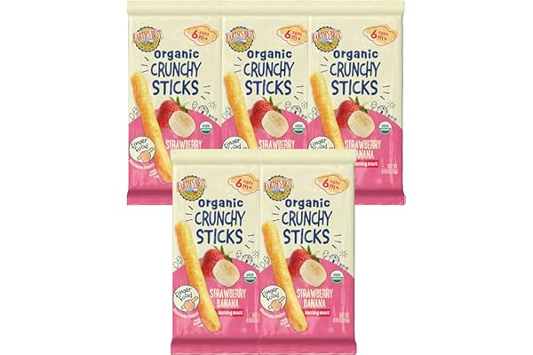 Earth's Best Organic Baby Food, Dissolvable Teething Snack for Babies 6 Months and Older, Strawberry Banana Crunchy Sticks, .